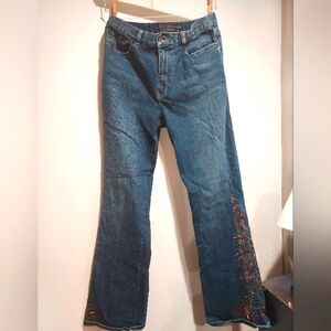 Women's Blue Embroidered Jeans